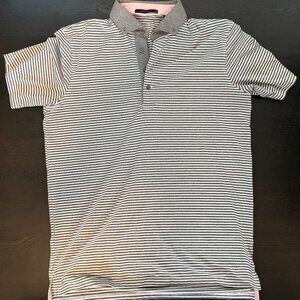 Greyson Striped Polo Gray Mens Medium